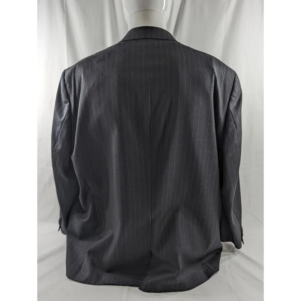 Hart Schaffner Marx Wool Blazer Suit Jacket Sport Coat 52R‎ Dark Gray Pinstripe